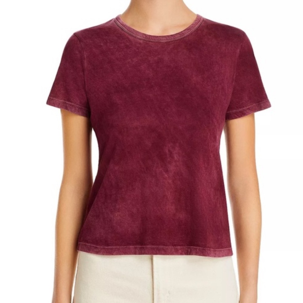 Cotton Citizen - distressed Crewneck tee in burgundy - size s